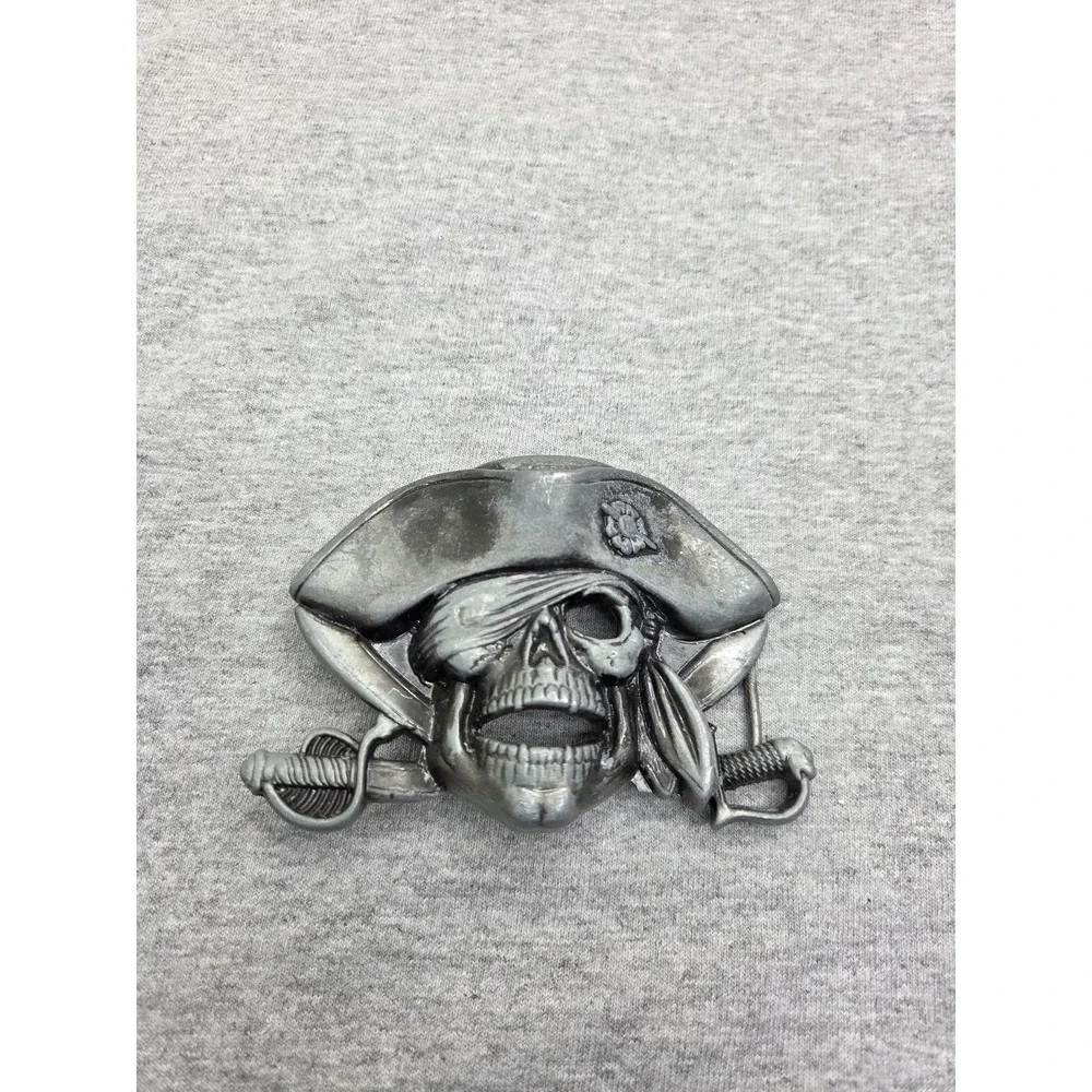 Vintage Oversized Pirate Skull Belt Buckle Nautical Gothic Biker Large
